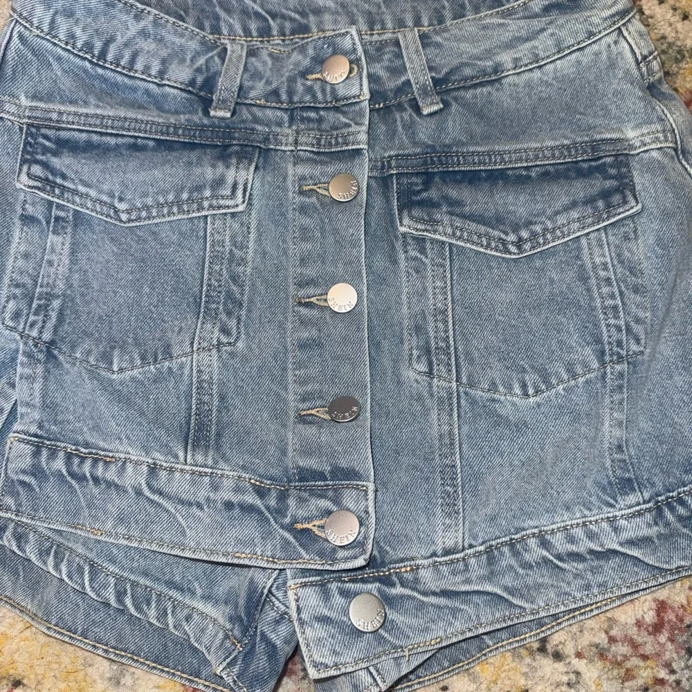 SHEIN Blue Button-Up Jean Skort - Picture 3 of 8